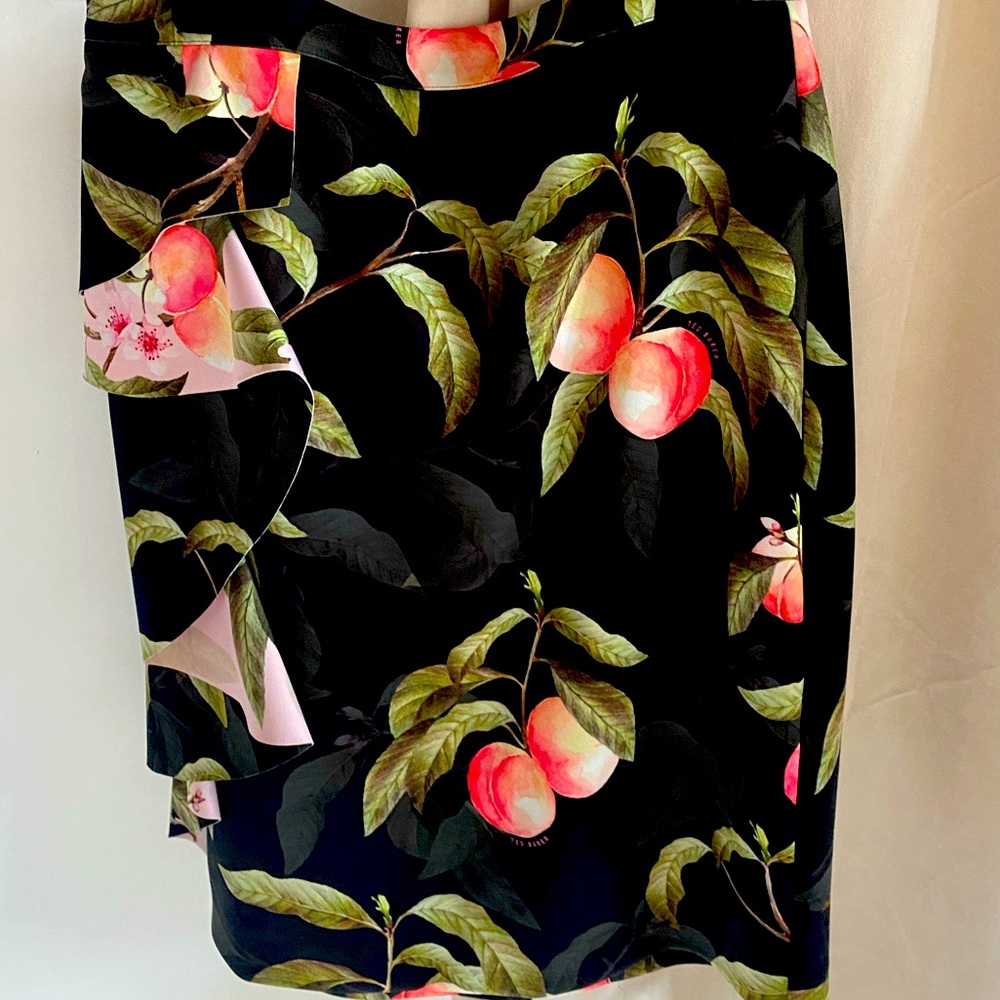 Ted Baker London Black Peach Print Ruffle Skirt 3
